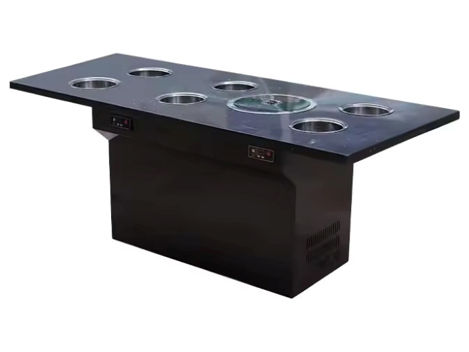 6人位智能無煙淨化一人（rén）一鍋大理石烤涮一體火鍋餐（cān）桌