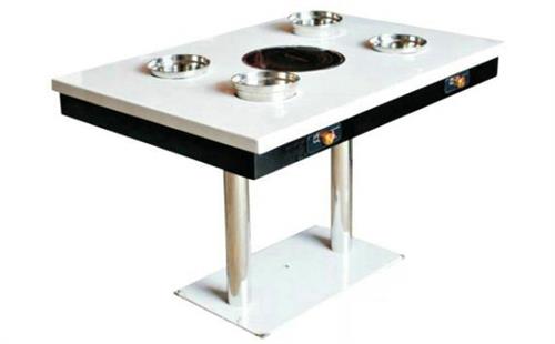 4人位（wèi）大理石桌麵一人一（yī）鍋火鍋燒烤一體桌（zhuō）