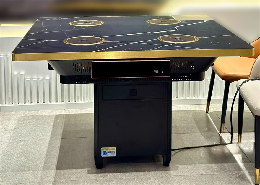 4人位（wèi）大理（lǐ）石台麵一（yī）人一鍋無煙小火（huǒ）鍋桌