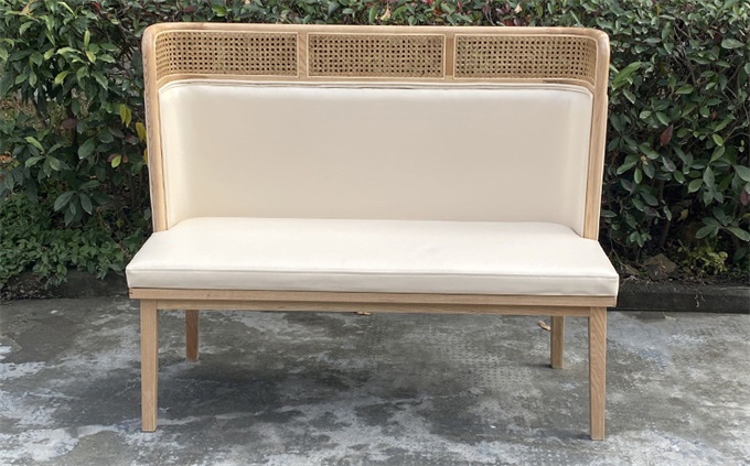 奶茶飲品店甜品店（diàn）原木奶白色實木卡座沙發