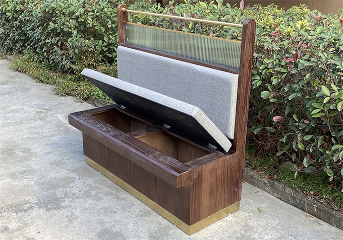 火鍋烤肉店帶儲物功能（néng）現（xiàn）代時尚實木卡座沙發