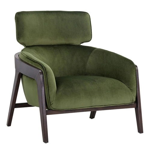 會所北歐（ōu）複古綠輕奢絲（sī）絨單人沙發