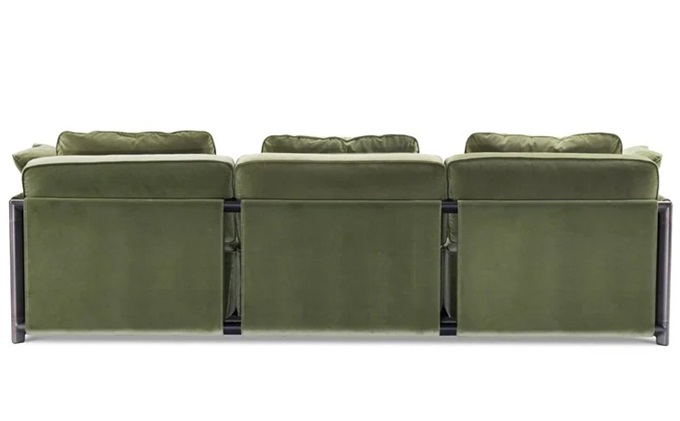 私人會所意式不鏽鋼簡約直排三人位沙發