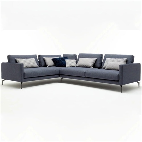 會所意式休閑轉角棉麻布藝軟包沙發（fā）家具