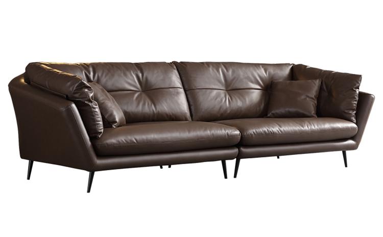 會所現代輕奢時尚頭（tóu）層牛皮意式極簡沙發