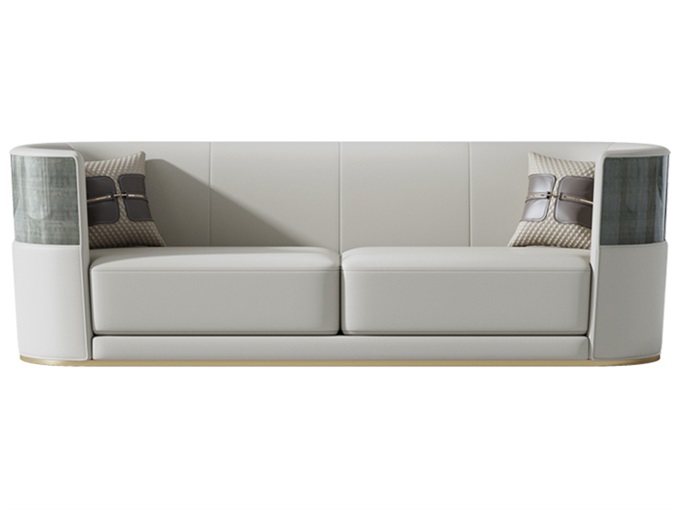 高（gāo）檔會所（suǒ）現代布藝半圓形（xíng）扶手（shǒu）沙發