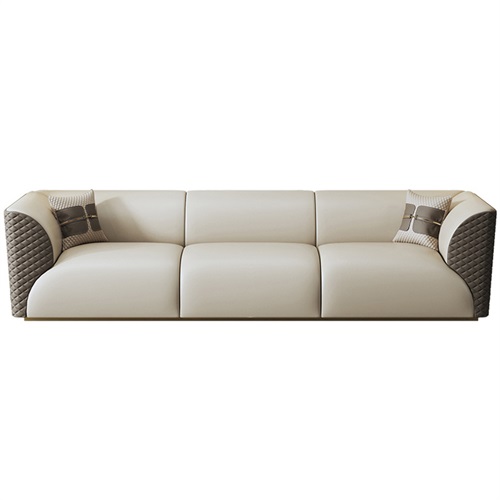 豪華會所輕奢意式（shì）後現代皮藝直排沙發