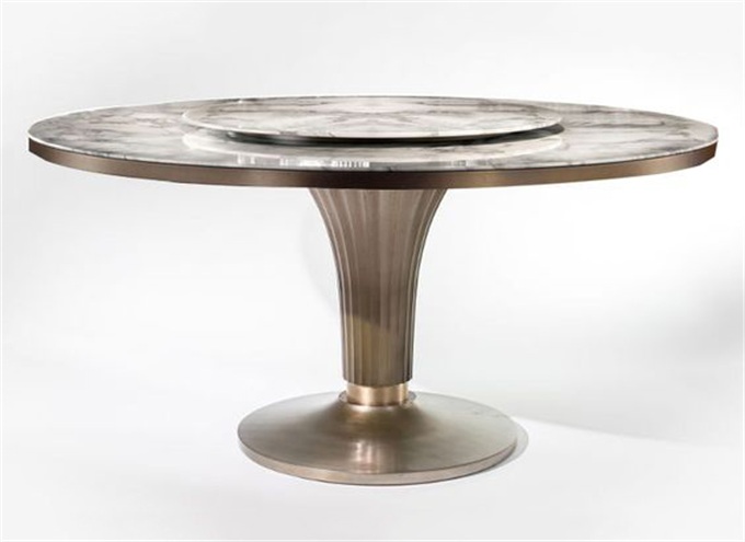 酒店會所包間現代大（dà）理石帶轉（zhuǎn）盤餐桌