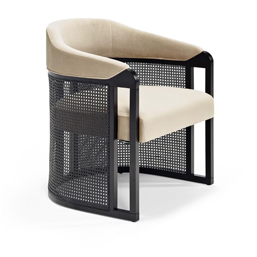 高端會所（suǒ）別墅實木（mù）休閑軟包藤椅