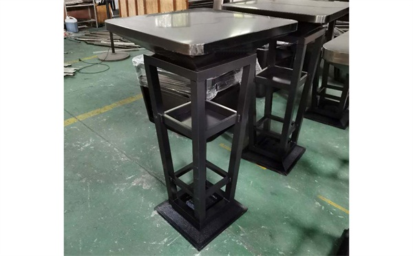 KTV酒吧散台（tái）桌_本色不鏽鋼拉絲吧台（tái）麵鐵藝高腳桌