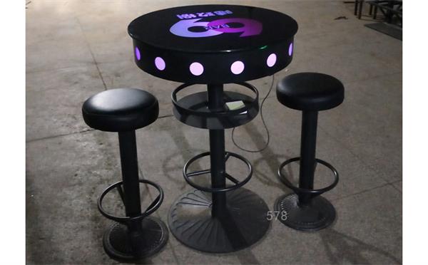 慢搖酒吧發光桌椅_酒吧（ba）散台（tái）鋼化玻璃桌子圓型高腳吧（ba）台凳