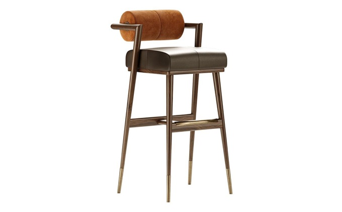 輕奢（shē）香檳金高腳酒吧椅_高端實木酒吧椅