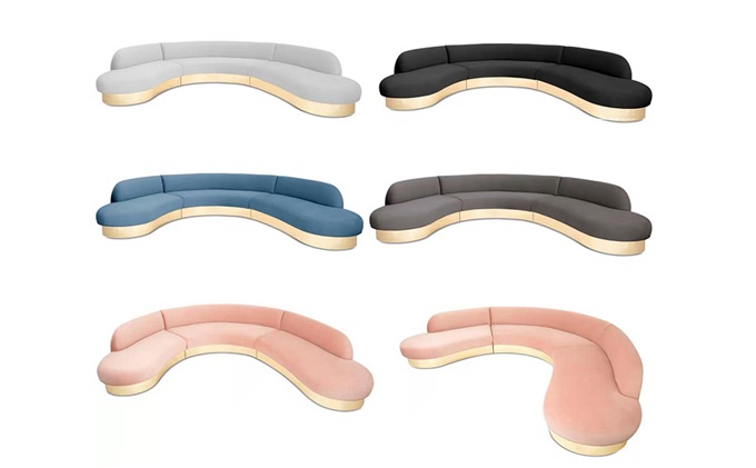 北歐酒吧現代（dài）時尚不鏽鋼弧形酒吧沙發（fā）