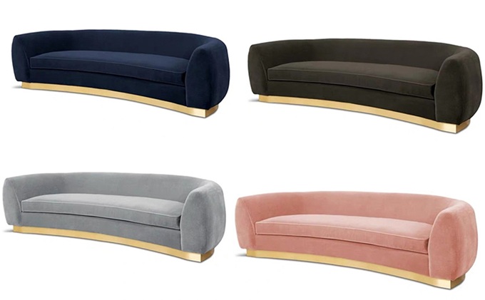 北歐酒吧現代金（jīn）屬（shǔ）腳（jiǎo）弧形卡座沙發