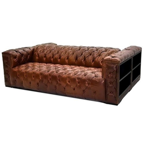 複古酒吧豪（háo）華拉扣油蠟皮雙麵沙發