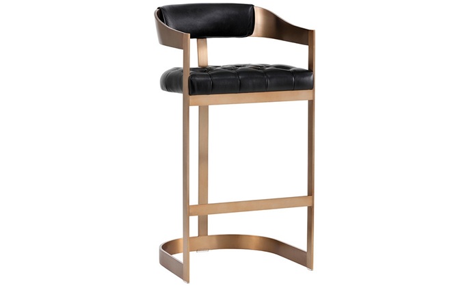 美式酒吧不鏽鋼圈扶手高腳酒吧椅（yǐ）