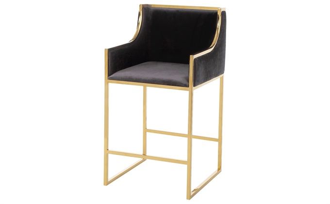 美式酒吧不鏽（xiù）鋼圈扶手高腳酒吧椅