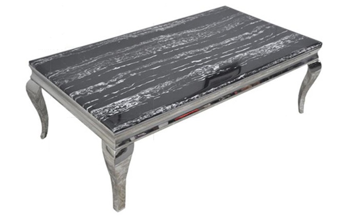 歐式ktv夜場會所大理石不鏽鋼長方形茶幾