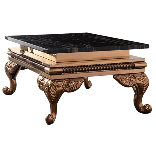 KTV酒吧輕奢玫瑰金不（bú）鏽鋼大理石茶幾定製