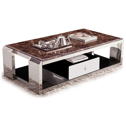 美（měi）式KTV包間（jiān）不鏽鋼大理石麵帶抽（chōu）屜（tì）茶（chá）幾