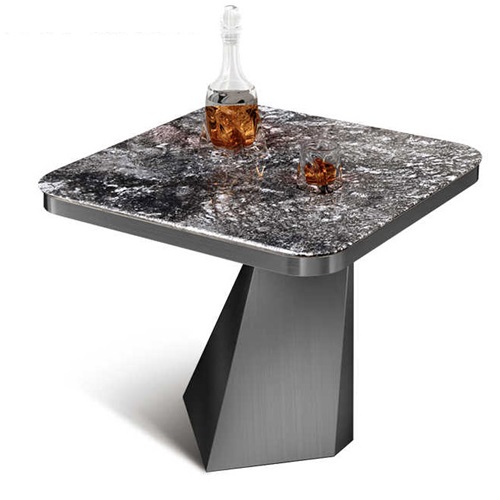 不鏽鋼異形桌腳大（dà）理石台麵輕奢酒吧茶幾桌