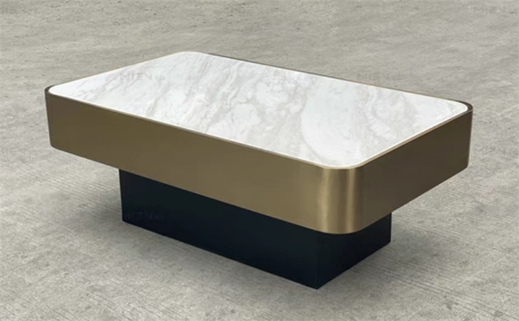 電音（yīn）酒（jiǔ）吧香檳金不鏽（xiù）鋼大理石時（shí）茶幾