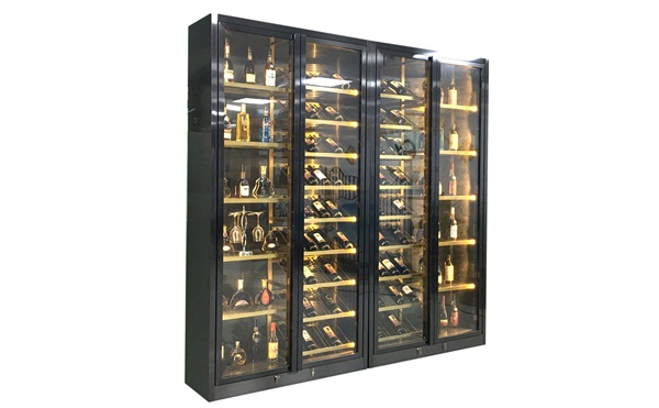 定製輕奢黑鈦金不（bú）鏽鋼恒溫酒櫃_不鏽鋼酒（jiǔ）櫃廠家