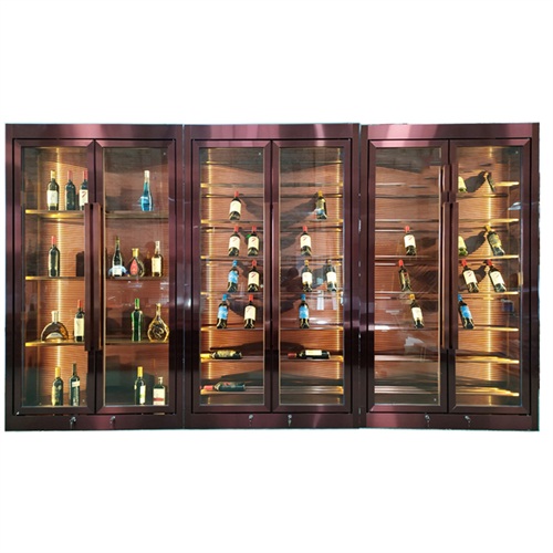 酒莊玫瑰金不鏽鋼（gāng）紅酒櫃（guì）定製_定製（zhì）恒溫不（bú）鏽（xiù）鋼酒櫃