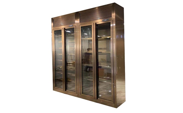 酒店（diàn）高端玫瑰金不鏽鋼恒溫酒櫃（guì）_不鏽鋼恒溫酒櫃（guì）廠家