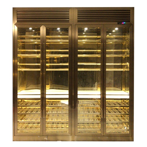 大型（xíng）輕奢不鏽鋼香檳金恒溫酒櫃_不鏽（xiù）鋼酒櫃廠家定製