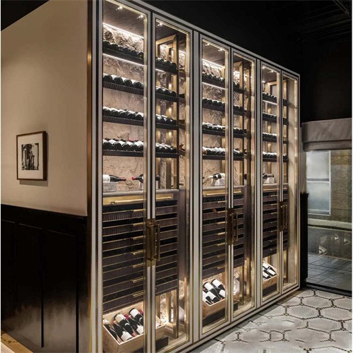 不鏽鋼常溫酒櫃_星級酒店（diàn）玫瑰金不鏽鋼恒溫酒（jiǔ）櫃