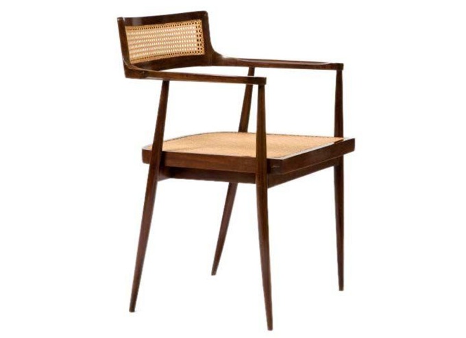 北歐咖啡廳簡約現代實木藤編餐椅