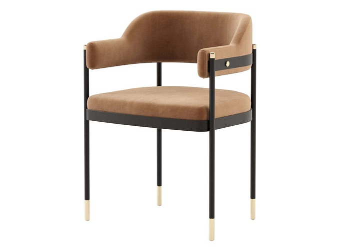 咖啡館休閑鐵藝絨皮軟包靠背椅家具（jù）