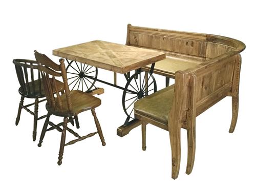 漫咖啡複古實木鐵藝車輪桌子