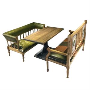 胡桃裏複古懷舊（jiù）休閑咖啡廳實木桌沙發（fā）卡（kǎ）座組合（hé）