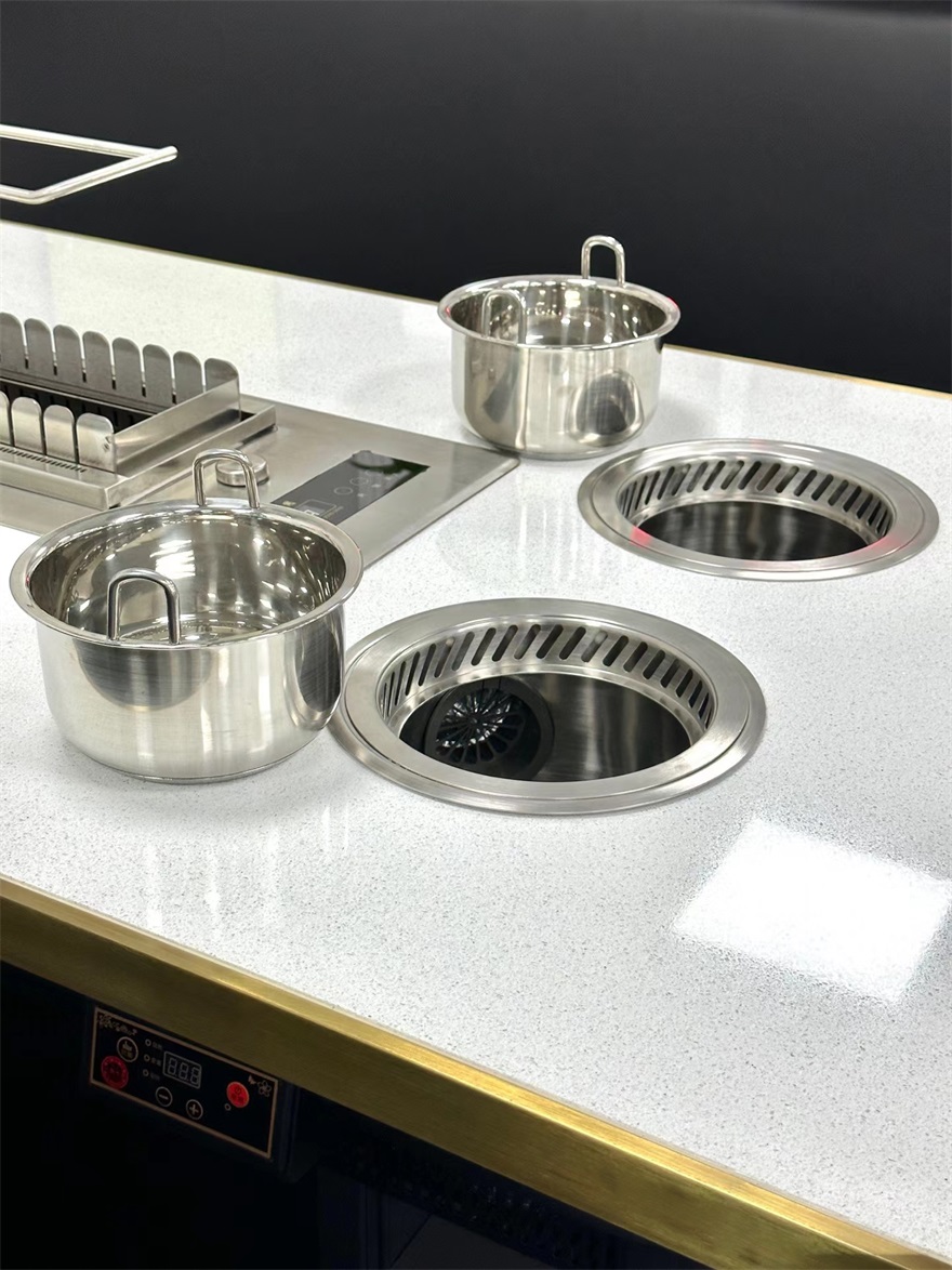 自助無煙烤串火鍋一體桌_涮烤（kǎo）一體無煙小火鍋桌