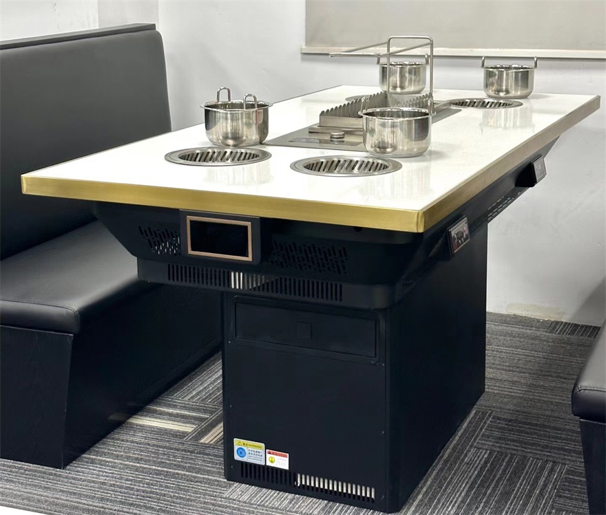 自助無煙（yān）烤串火（huǒ）鍋一體桌_涮烤一體無煙小火鍋桌