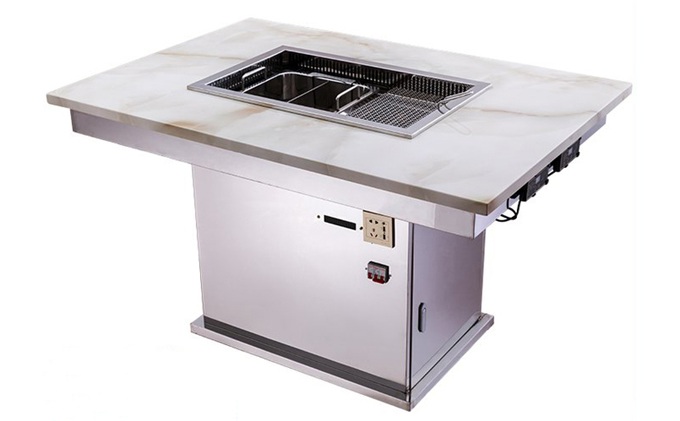 大理石無煙涮烤一體桌_自（zì）助炭火燒烤火（huǒ）鍋一體桌