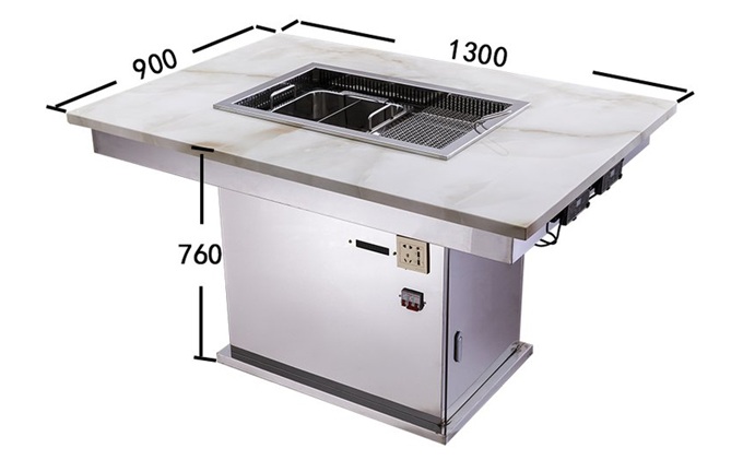 大理石無煙涮烤一體（tǐ）桌_自助炭火燒烤火鍋一（yī）體（tǐ）桌