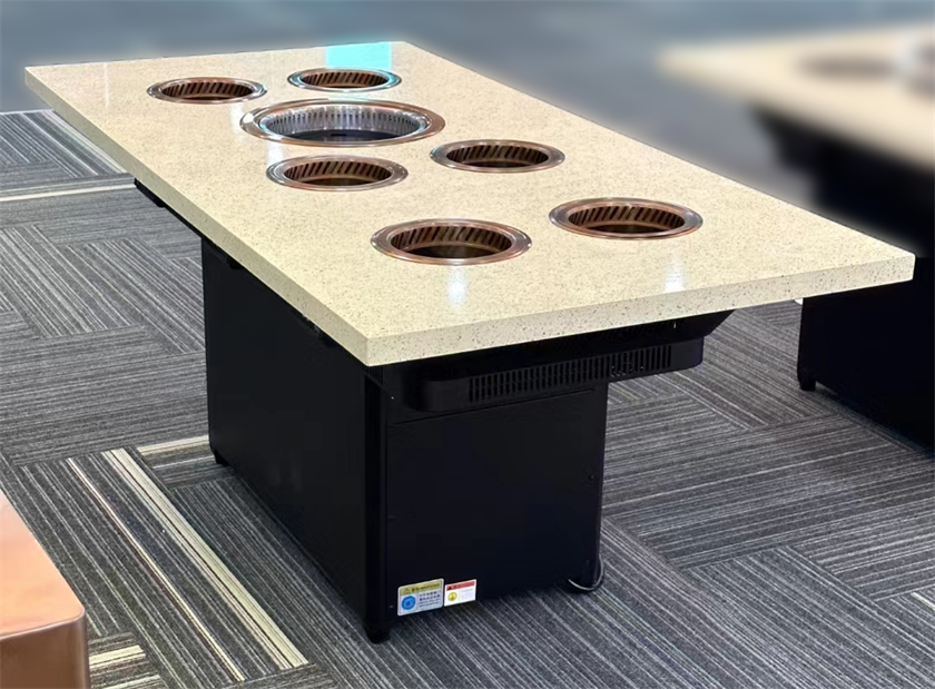 6人位一人一鍋小火鍋帶烤（kǎo）肉無煙涮烤一體桌