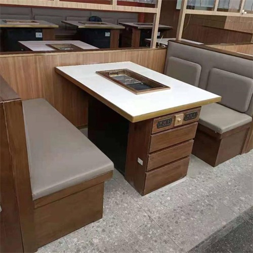 韓式無煙火鍋（guō）烤肉一體桌_無煙燒烤桌子側邊帶抽屜功能