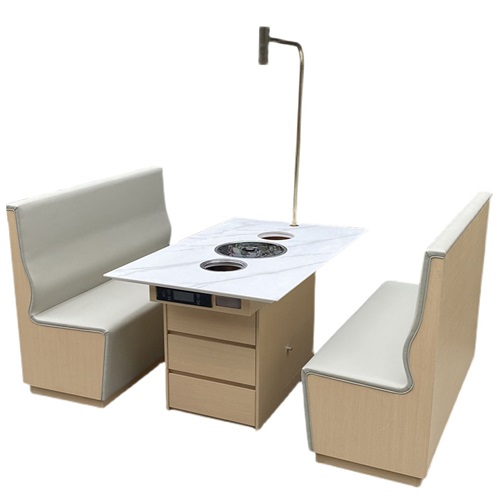 韓式（shì）烤涮一體火鍋桌大理石無煙涮烤火鍋一體桌