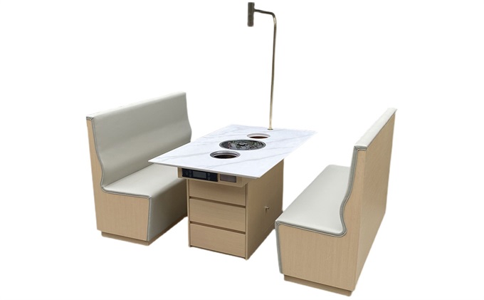 韓式烤涮一體火鍋桌大理石無煙涮烤火（huǒ）鍋一體桌