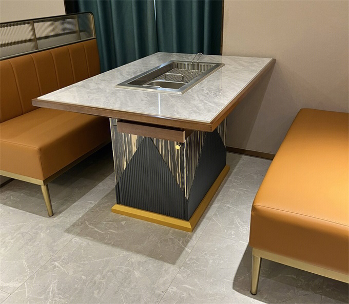 韓式（shì）自助智（zhì）能無煙淨化烤肉火鍋烤（kǎo）涮一體餐桌