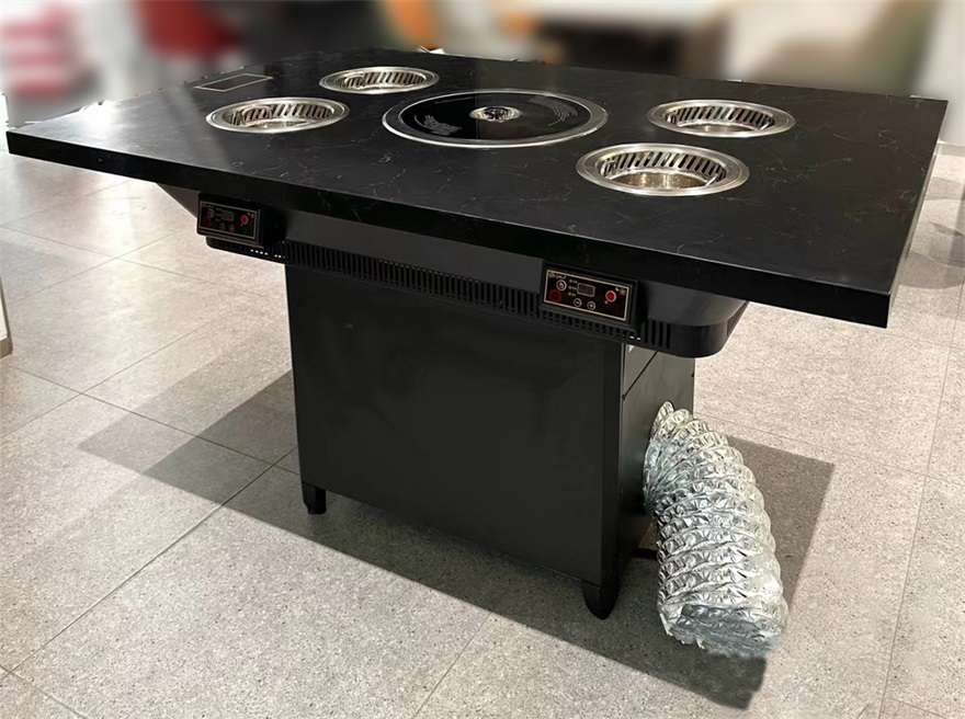 自助火鍋烤肉店下（xià）排煙大理石烤涮一（yī）體桌