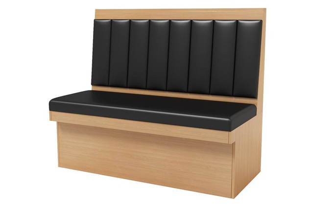 咖啡店美式皮革原木色實木卡座（zuò）沙發