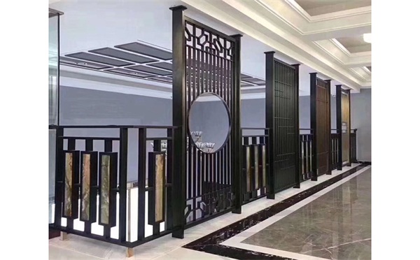 別墅新中式後現代黑鈦金鏤空屏風_不鏽鋼屏風製品廠