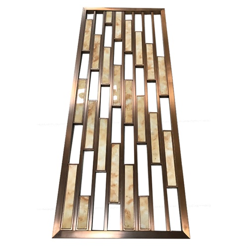 會所新中式玫瑰金鏤空花格屏（píng）風_高檔（dàng）不鏽鋼屏（píng）風廠