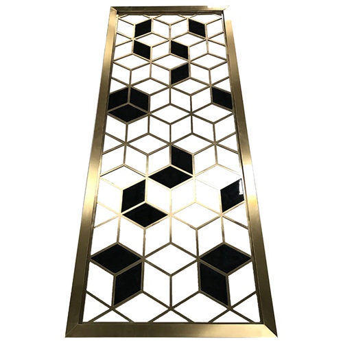 酒店現代立體圖形不鏽鋼拉（lā）絲屏風_不鏽（xiù）鋼屏風製（zhì）品廠