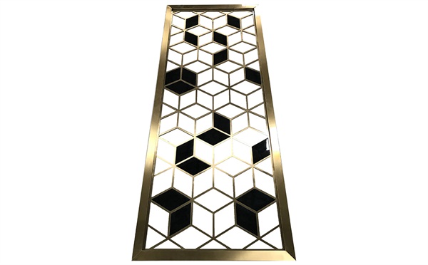 酒店（diàn）現代立體圖形不鏽（xiù）鋼拉絲屏風_不（bú）鏽鋼屏風製品廠